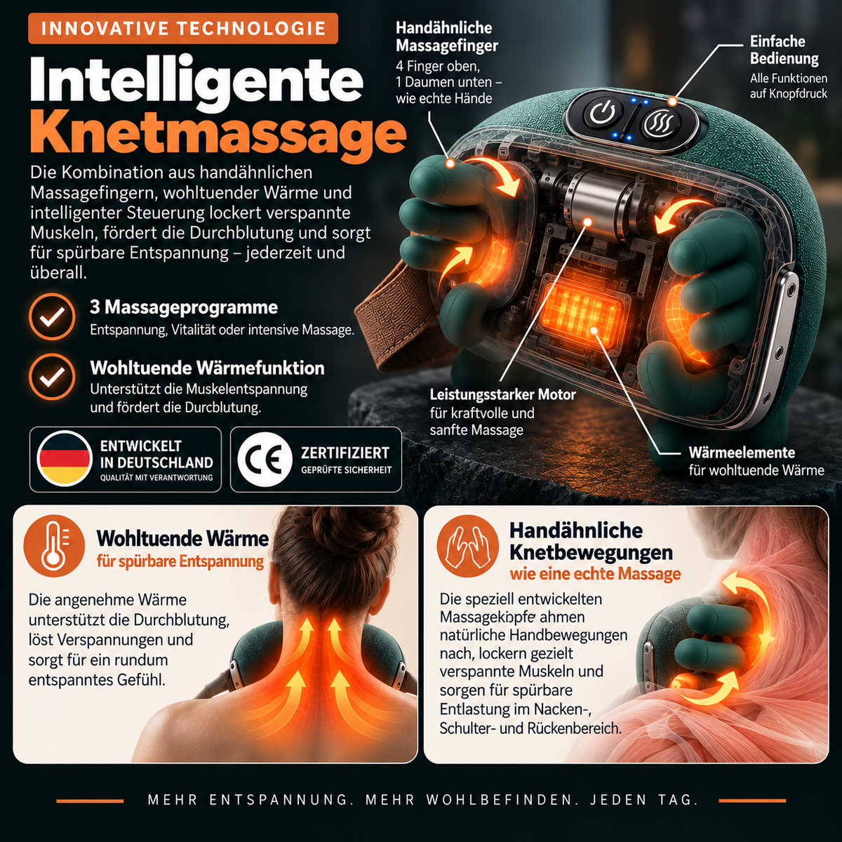 Nackenwohl N7 – Kabelloses Nacken- & Schultermassagegerät mit Wärmefunktion